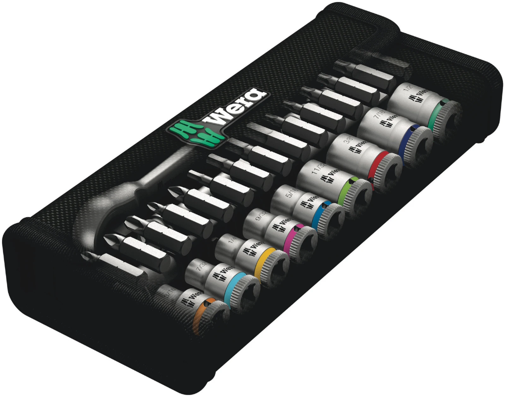Miniatuur van Wera dopsleutelset inch 8100 SA 11 zyklop metalen-ratel 1/4" met omschakelpal - 28-delig (05004021001)