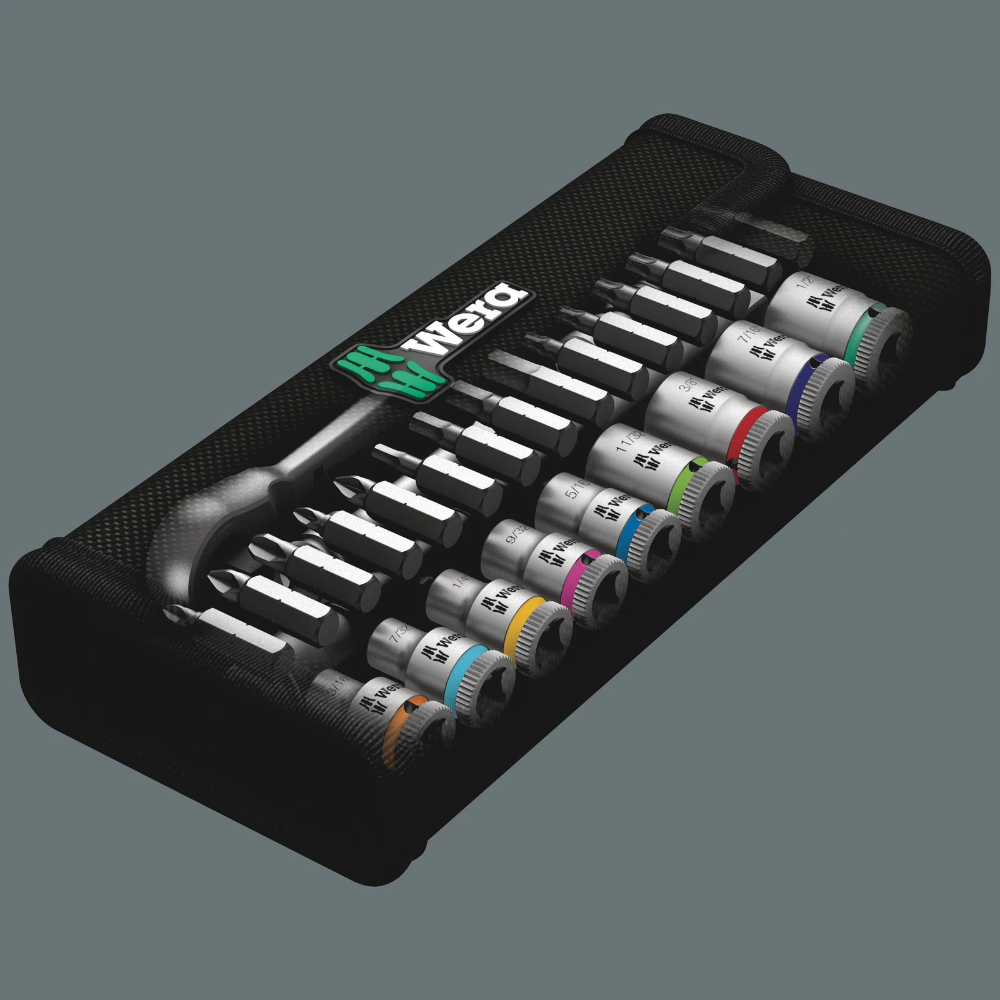 Miniatuur van Wera dopsleutelset inch 8100 SA 11 zyklop metalen-ratel 1/4" met omschakelpal - 28-delig (05004021001)