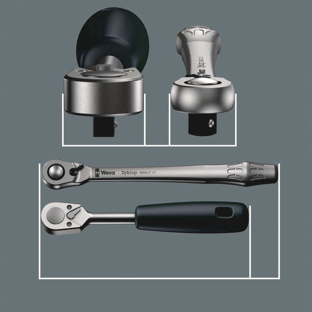 Miniatuur van Wera dopsleutelset inch 8100 SA 11 zyklop metalen-ratel 1/4" met omschakelpal - 28-delig (05004021001)