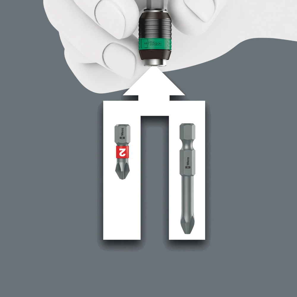 Miniatuur van Wera schroevendraaier kraftform turbo bit-handhouder met rapidaptor snelwisselfunctie (05057480001)