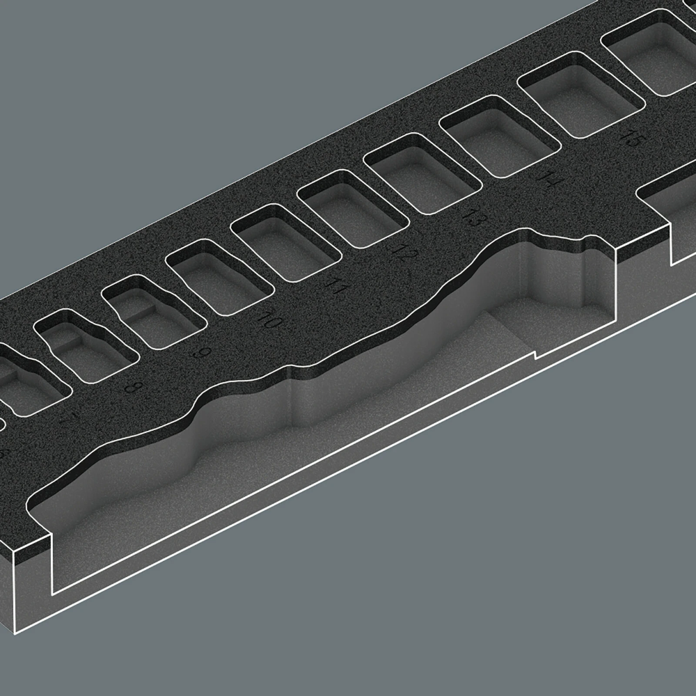 Miniatuur van Wera schuimrubberen inzetstuk met 8000 B Zyklop ratel 3/8" set 1 - 23‑delig (05150111001)