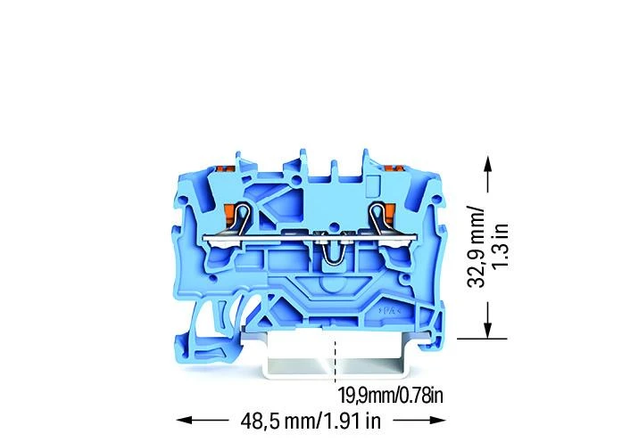 Miniatuur van Wago rijgklem 2-draads 1.5mm met drukknop blauw per 100 stuks (2201-1204)