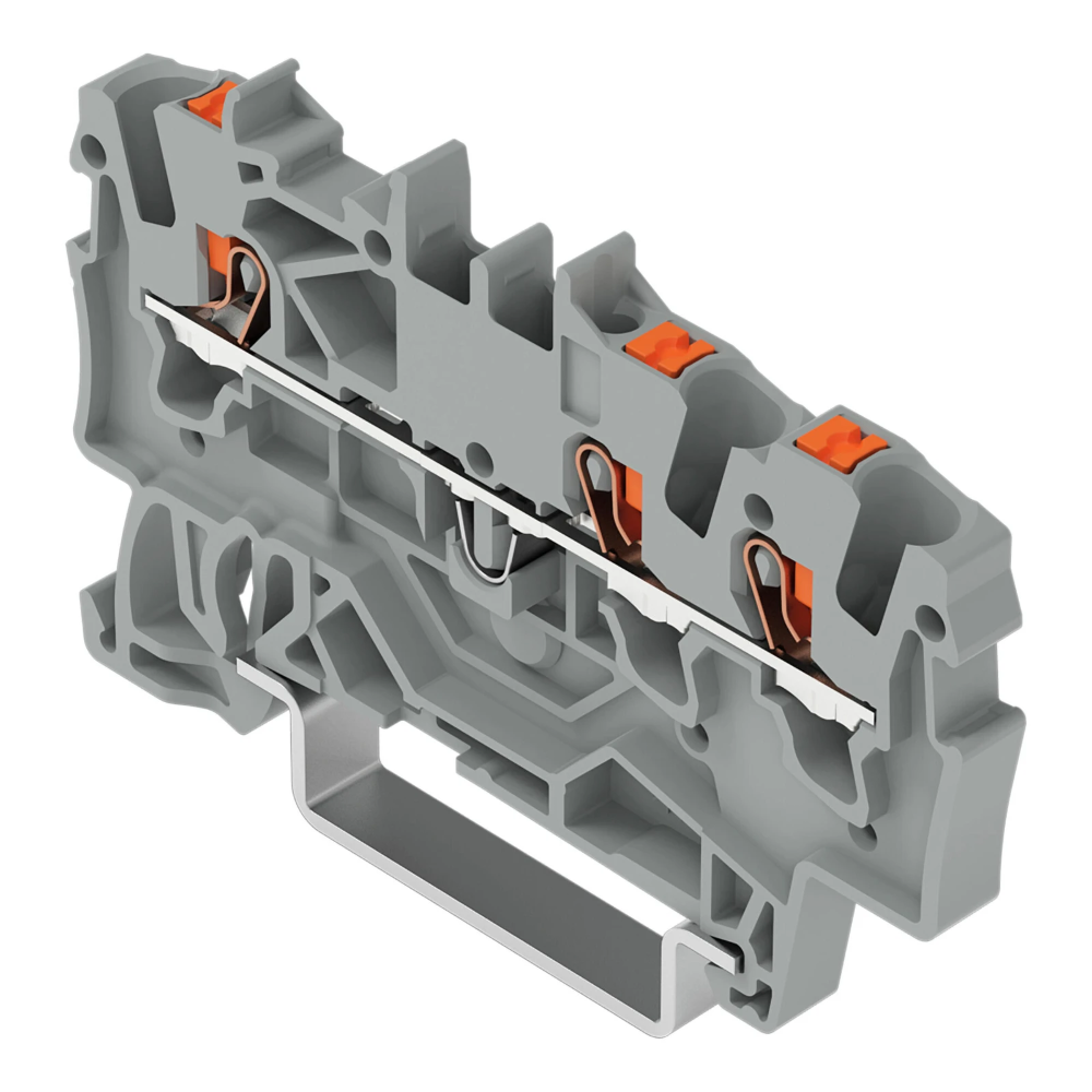 Miniatuur van Wago rijgklem 3-draads 1.5mm met drukknop grijs per 100 stuks (2201-1301)
