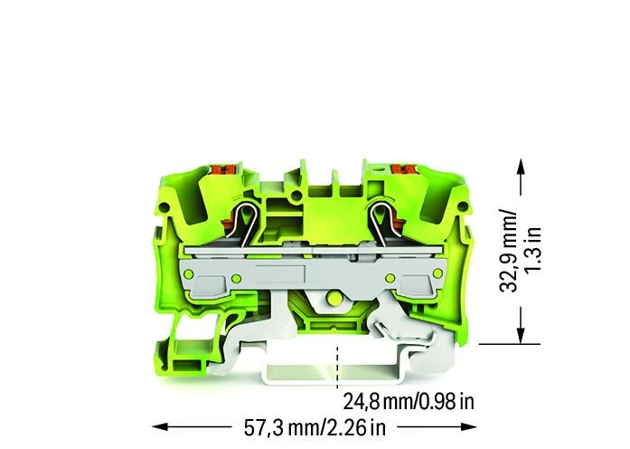 Miniatuur van Wago aardklem 2-draads mm met drukknop groen-geel (2206-1207)