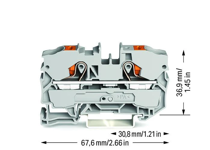 Miniatuur van Wago rijgklem 2-draads 10mm met drukknop grijs per stuk (2210-1201)
