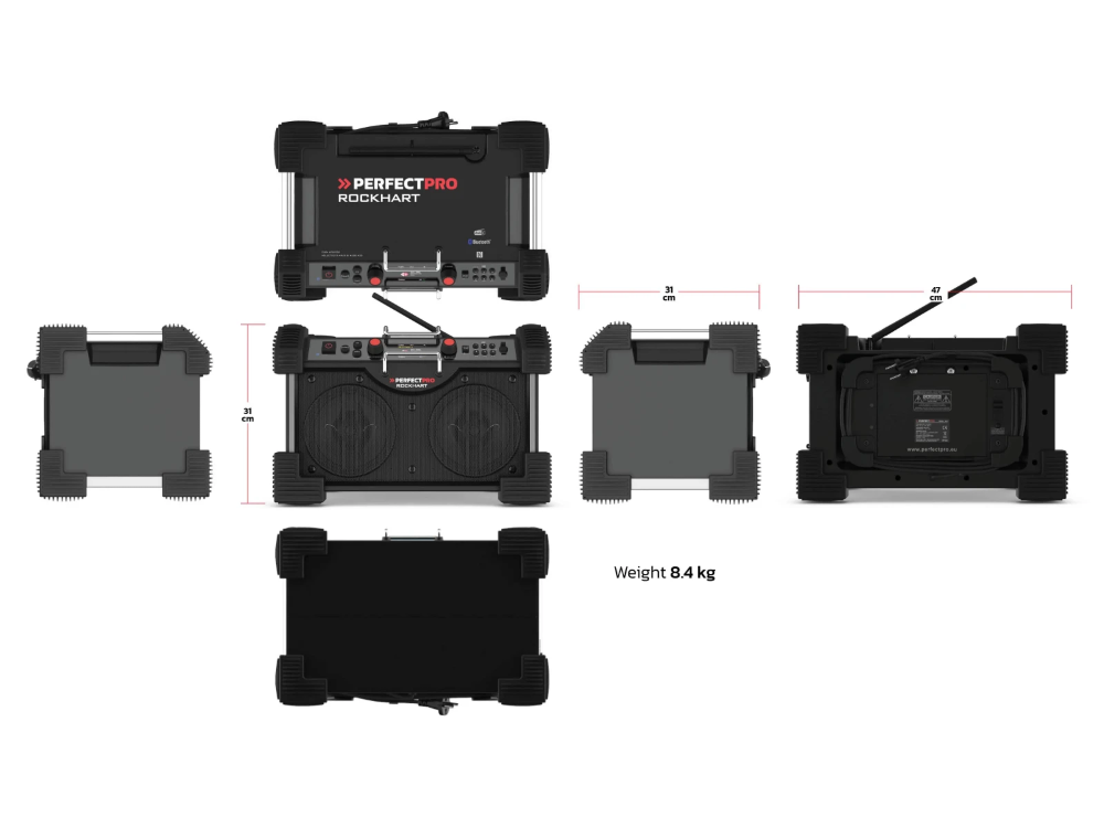 Miniatuur van PerfectPro bouwradio Rockhart Bluetooth DAB+ FM AUX 2x30W IP44 (RH4)