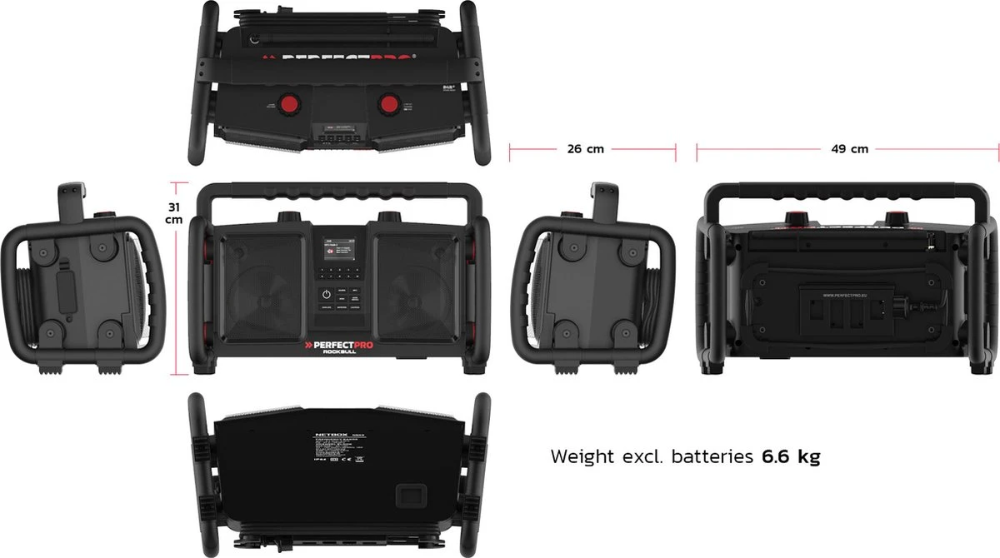 Miniatuur van PerfectPro bouwradio Rockbull Bluetooth DAB+ FM AUX 2x25W IP65 (RB2)