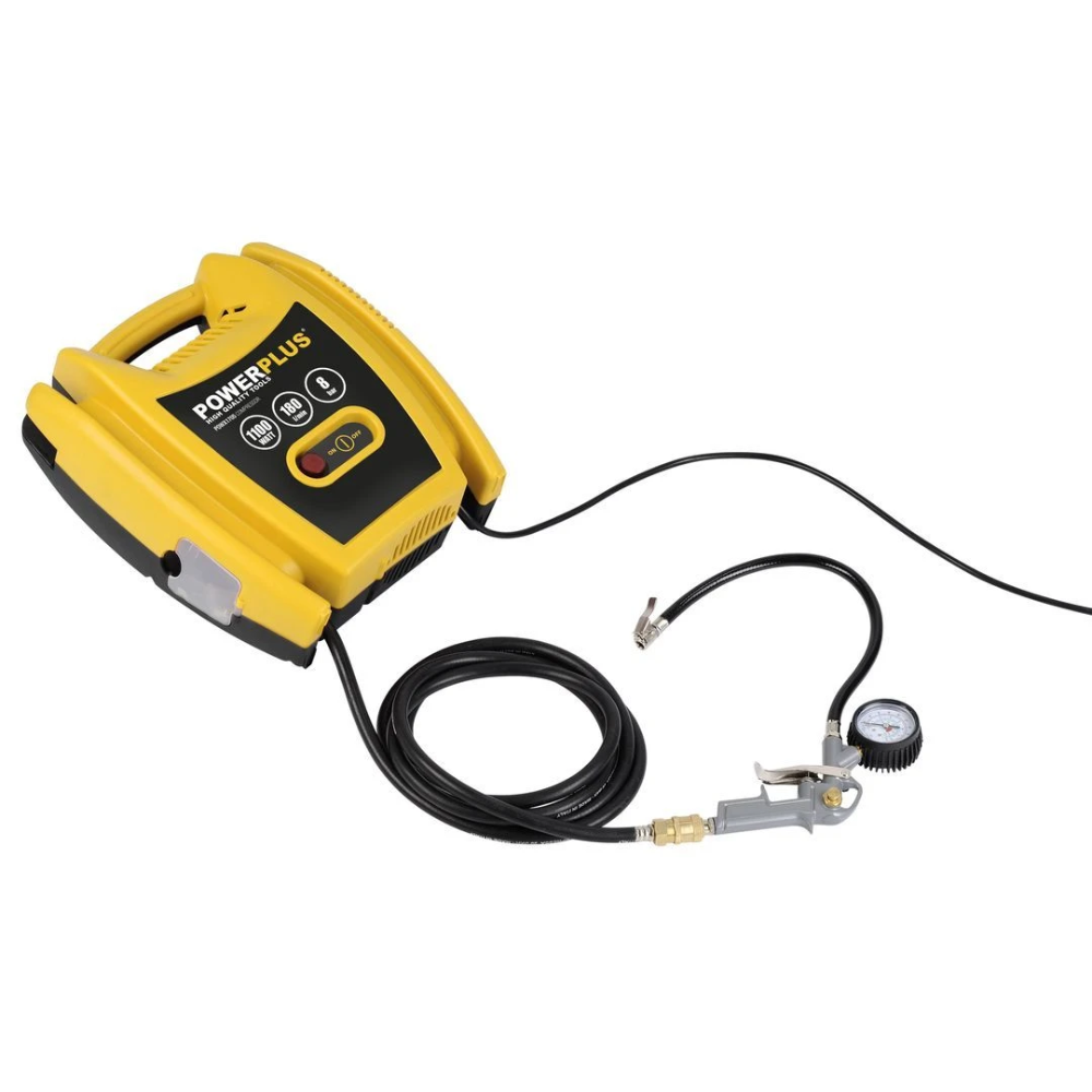 Miniatuur van PowerPlus compressor olievrij 230V 1100W 8 bar 180l/min - set met 3m slang en 8 accessoires (POWX1705)