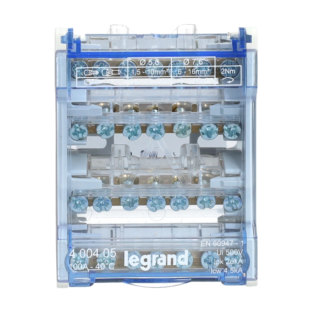 Miniatuur van Legrand aansluitblok 4-polig 100A 7 aansluitingen 26kA - 4 modules (400405)