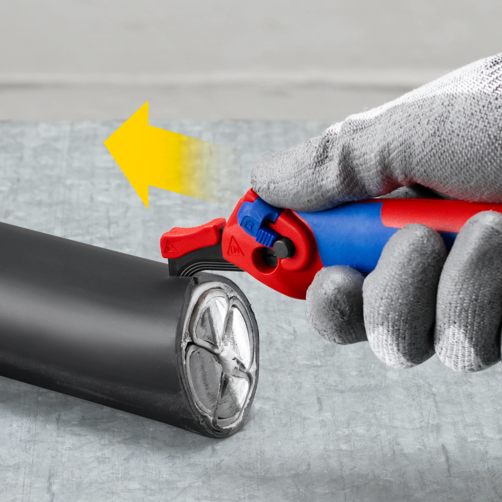 Miniatuur van KNIPEX kabelmes met glijschoen en ratelfunctie (1650145SB)