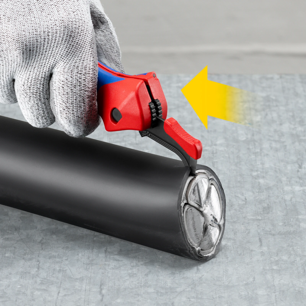 Miniatuur van KNIPEX kabelmes met glijschoen en ratelfunctie (1650145SB)