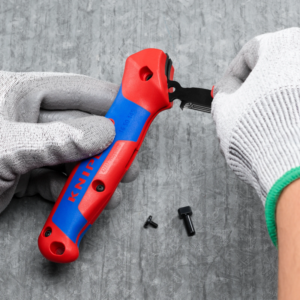 Miniatuur van KNIPEX kabelmes met glijschoen en ratelfunctie (1650145SB)