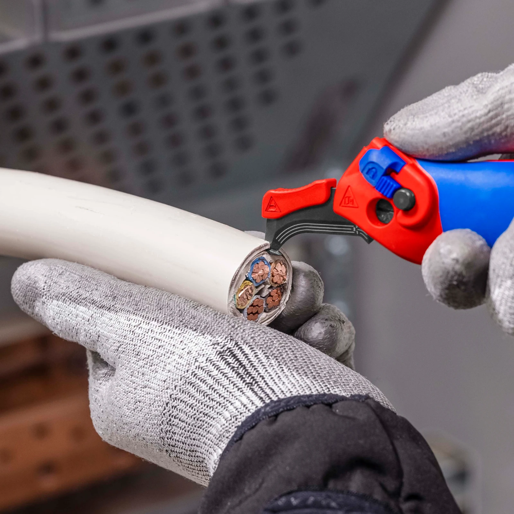 Miniatuur van KNIPEX kabelmes met glijschoen en ratelfunctie (1650145SB)
