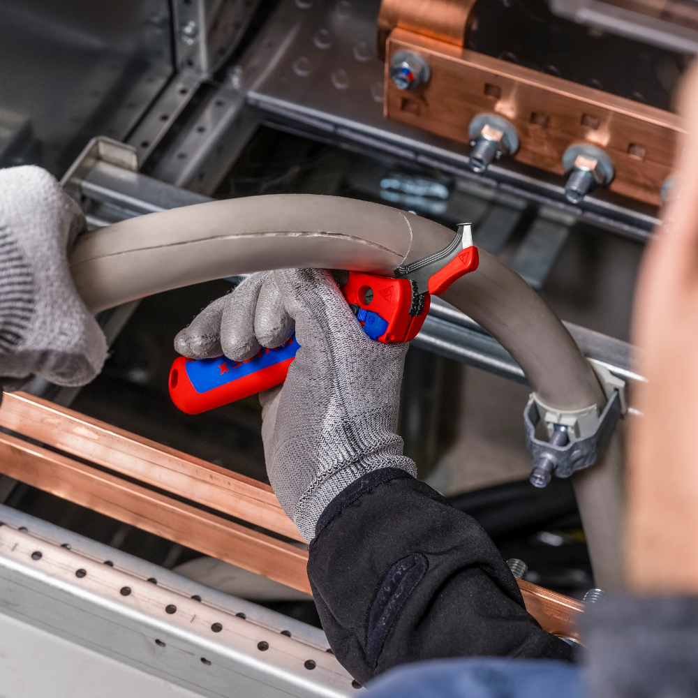 Miniatuur van KNIPEX kabelmes met glijschoen en ratelfunctie (1650145SB)