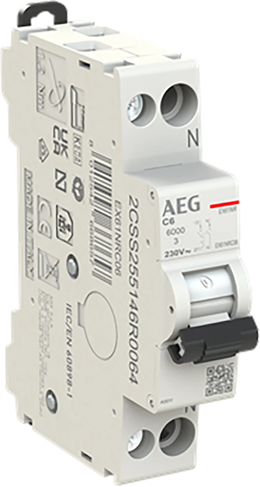 Miniatuur van AEG installatieautomaat 1-polig+nul 6A C-kar (EX61NRC06)