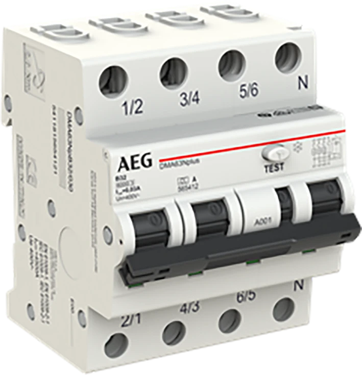 Miniatuur van AEG aardlekautomaat 3-polig+nul 32A B-kar 30mA (DMA63N B32/030)