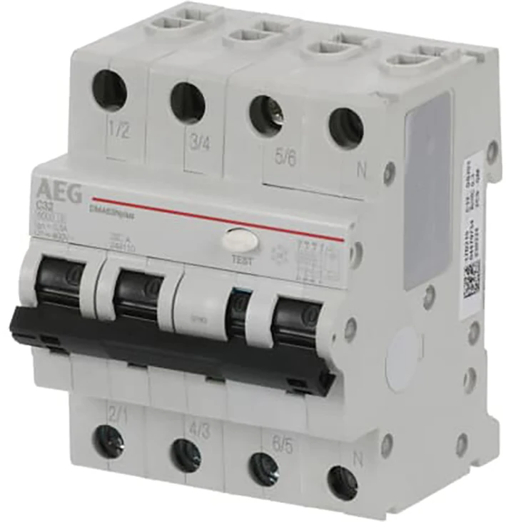 Miniatuur van AEG aardlekautomaat 3polig+nul 32A C-kar 300mA (DMA63NPC32/300)
