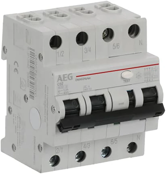 Miniatuur van AEG aardlekautomaat 3polig+nul 32A C-kar 300mA (DMA63NPC32/300)