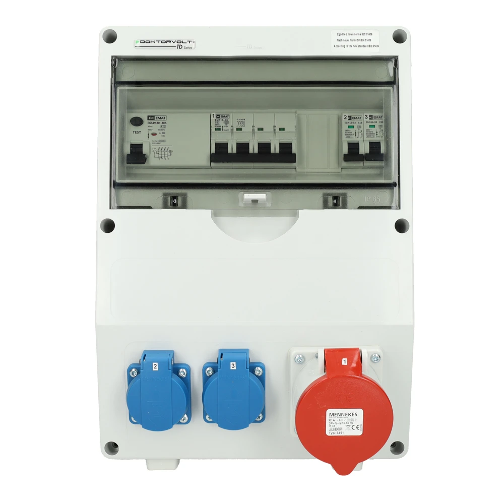Miniatuur van EMAT kunststof wandverdeler 3-fase IP44 met 1x CEE 5P 32A en 2x schuko 16A (85016024)