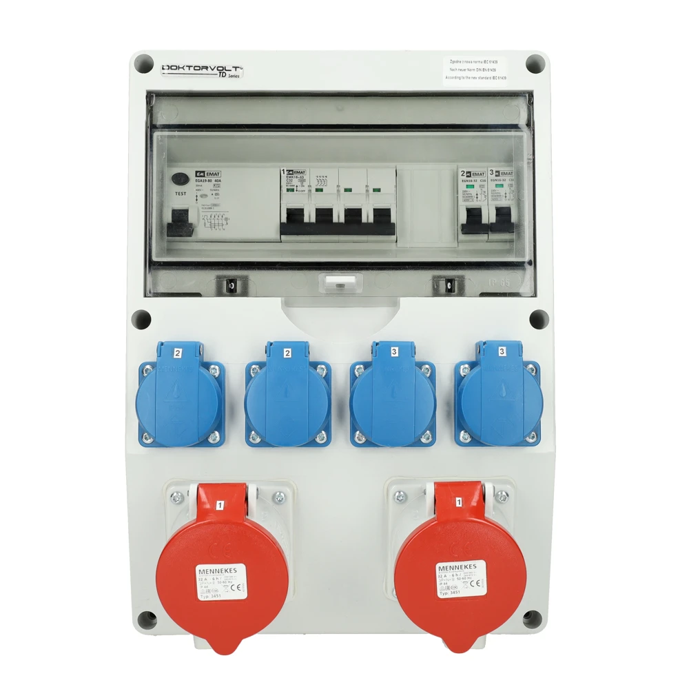 Miniatuur van EMAT kunststof wandverdeler 3-fase IP44 met 2x CEE 5P 32A en 4x schuko 16A (85016026)