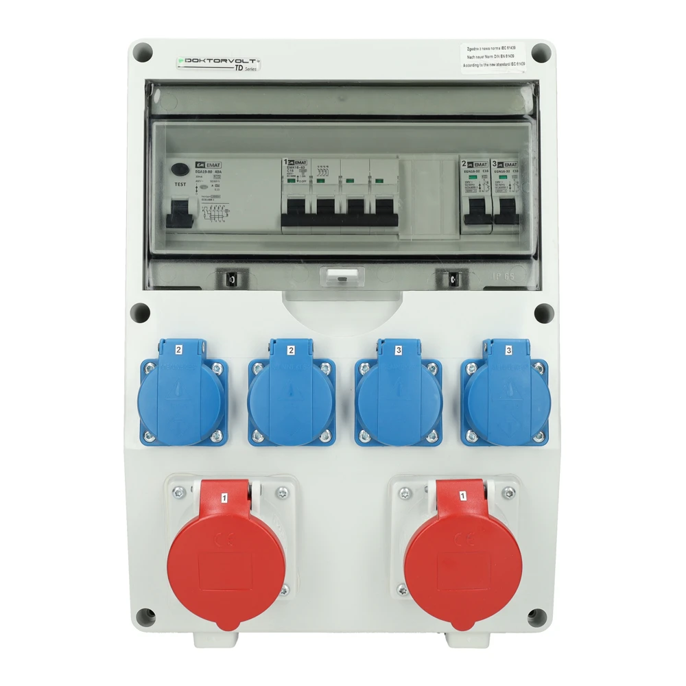 Miniatuur van EMAT kunststof wandverdeler 3-fase IP44 met 2x CEE 5P 16A en 4x schuko 16A (85016027)