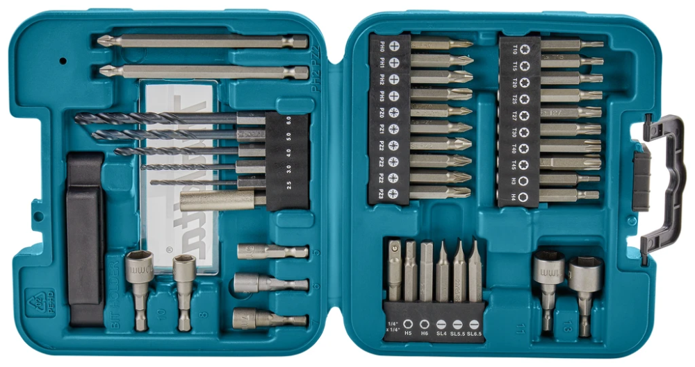 Miniatuur van Makita boor- en bitset 42-delig inclusief handige opbergkoffer (D-58877)