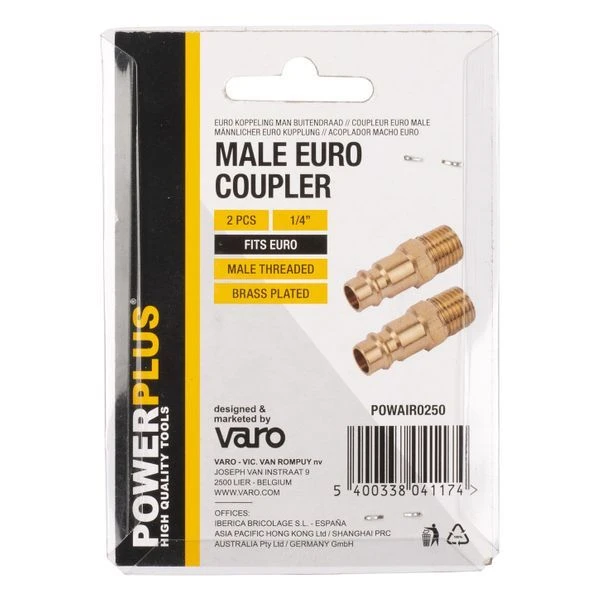 Miniatuur van PowerPlus Euro koppeling mannelijk naar buitendraad 1/4" (POWAIR0250)