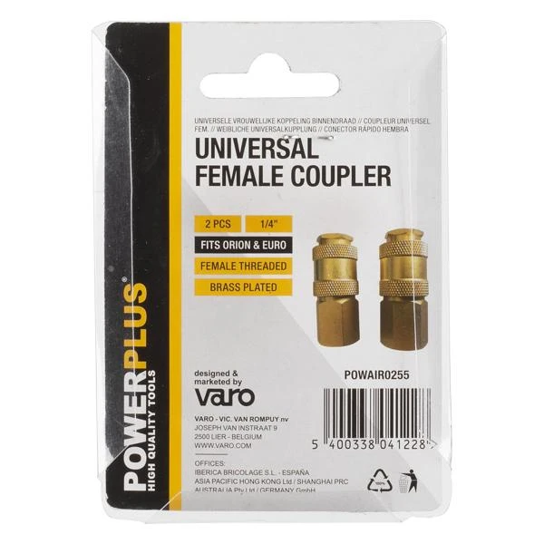 Miniatuur van PowerPlus universele koppeling Euro en Orion vrouwelijk naar binnendraad 1/4" (POWAIR0255)