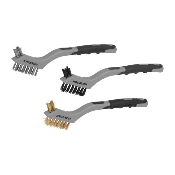 Miniatuur van Kreator schuurborstel staalborstel met extra eindtip inox-koper-nylon 3-delig (KRTH50101)