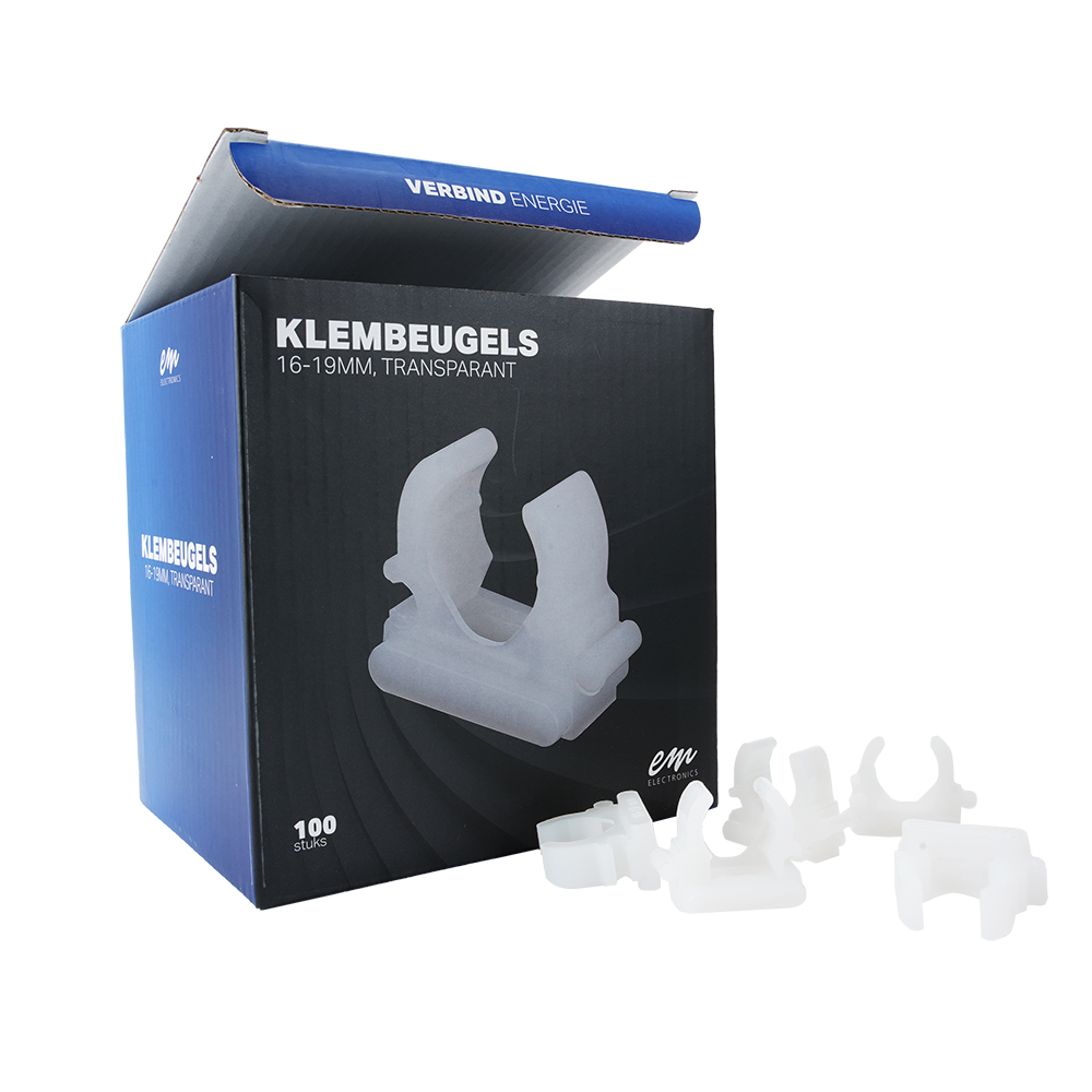 Miniatuur van EMhub klembeugel 16 - 19mm - transparant per 100 stuks