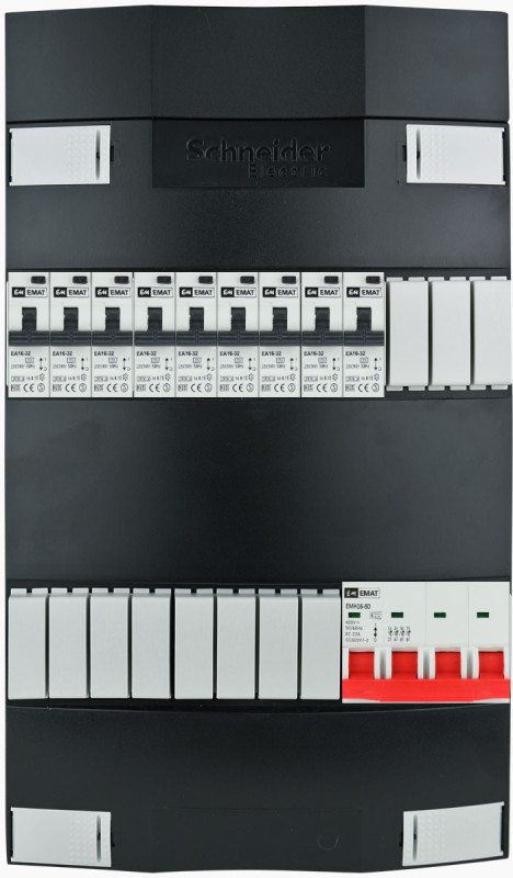Miniatuur van EMAT Schneider groepenkast 9 aardlekautomaten 3 fase 220x380 (BxH)