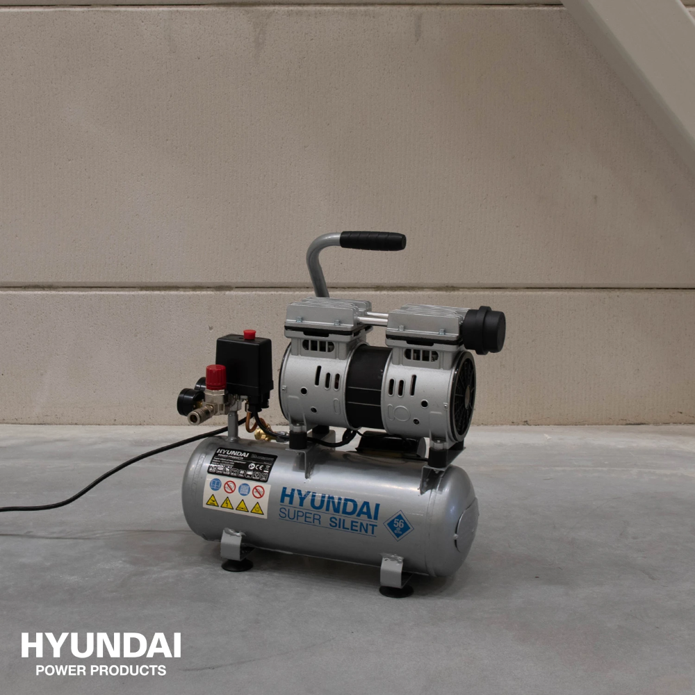 Miniatuur van Hyundai stille compressor 8L 80L/min 550W tot 8 bar 56dB(A) Super Silent (55758)