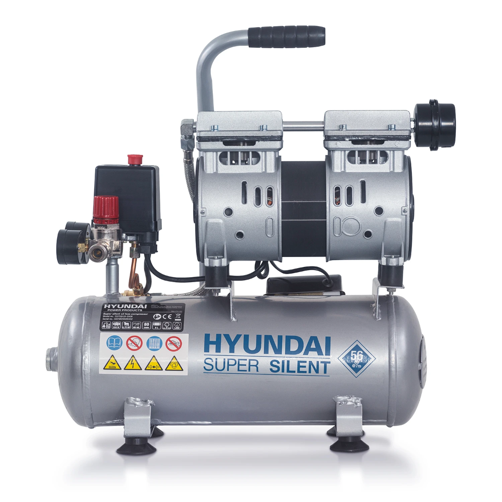 Miniatuur van Hyundai stille compressor 8L 80L/min 550W tot 8 bar 56dB(A) Super Silent (55758)