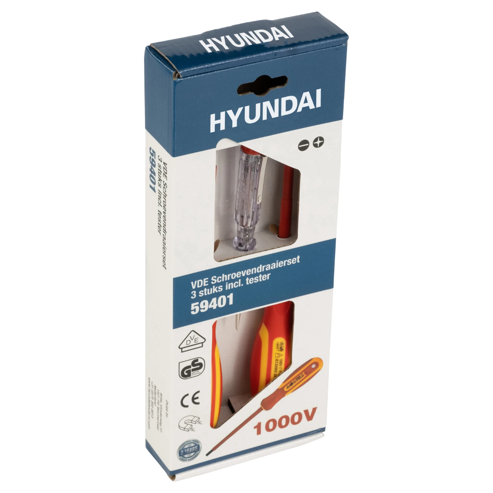 Miniatuur van Hyundai schroevendraaierset VDE tot 1000V SL/PH/spanningszoeker 3-delig (59401)