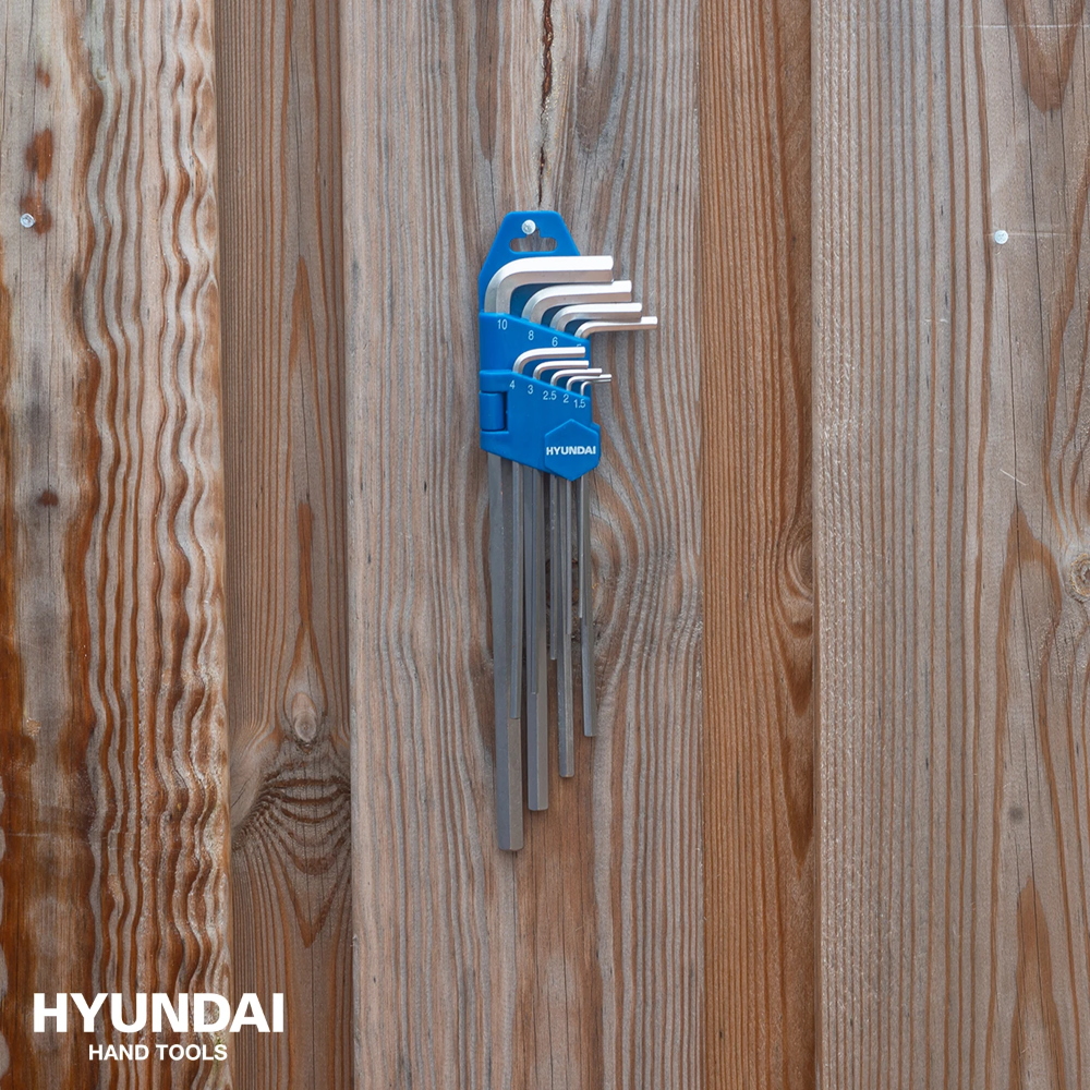 Miniatuur van Hyundai inbusset binnenzeskant stiftsleutelset haaks chroom vanadium 9-delig (59523)