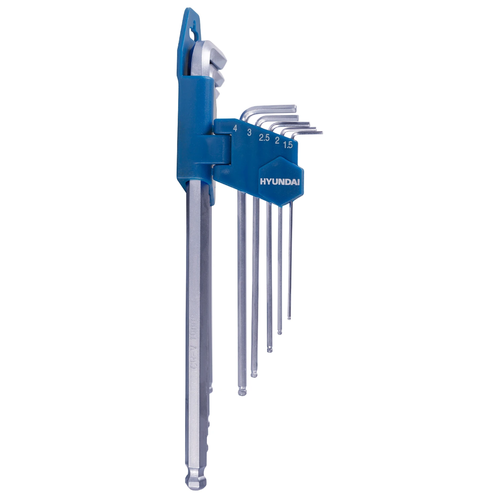 Miniatuur van Hyundai inbusset binnenzeskant stiftsleutelset met kogelkop haaks chroom vanadium 9-delig (59524)