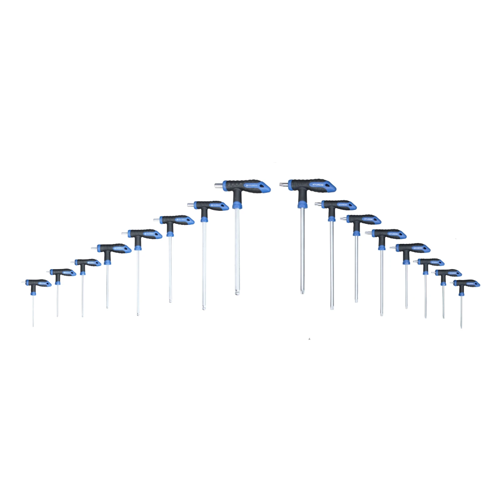 Miniatuur van Hyundai complete set met T-greep inbussleutels en torx stifsleutels inclusief opbergkoffer 16-delig (59551)