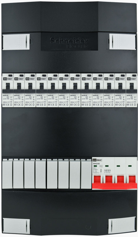 Miniatuur van EMAT Schneider groepenkast 12 aardlekautomaten 3 fase 220x380 (BxH) 