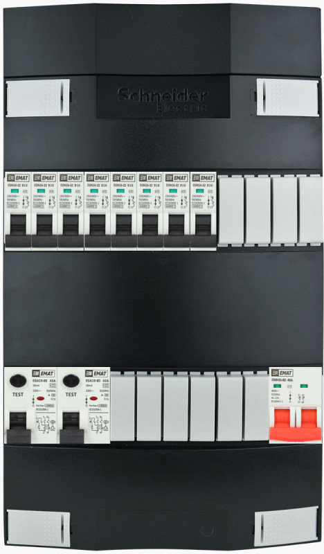 Miniatuur van EMAT Schneider groepenkast 8 groepen 1 fase 220x380 (BxH)
