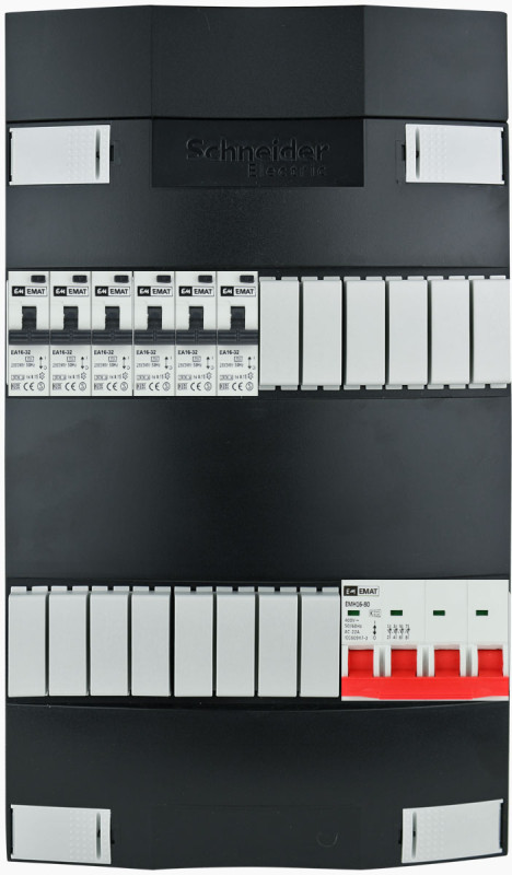 Miniatuur van EMAT Schneider groepenkast 6 aardlekautomaten 3 fase 220x380 (BxH) 