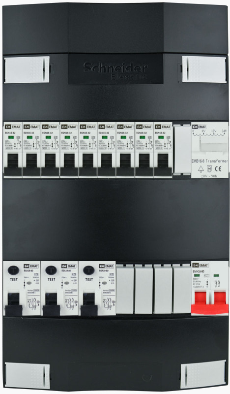 Miniatuur van EMAT Schneider groepenkast 9 groepen + beltrafo 1 fase 220x380 (BxH) 