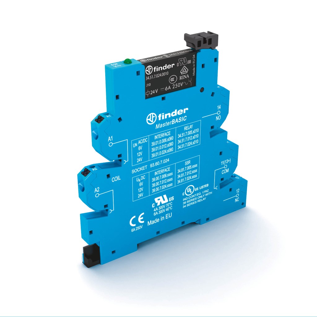 Miniatuur van Finder interfacerelais 1 wisselcontact 6A 24V DC met ledindicatie (39.01.0.024.0060)