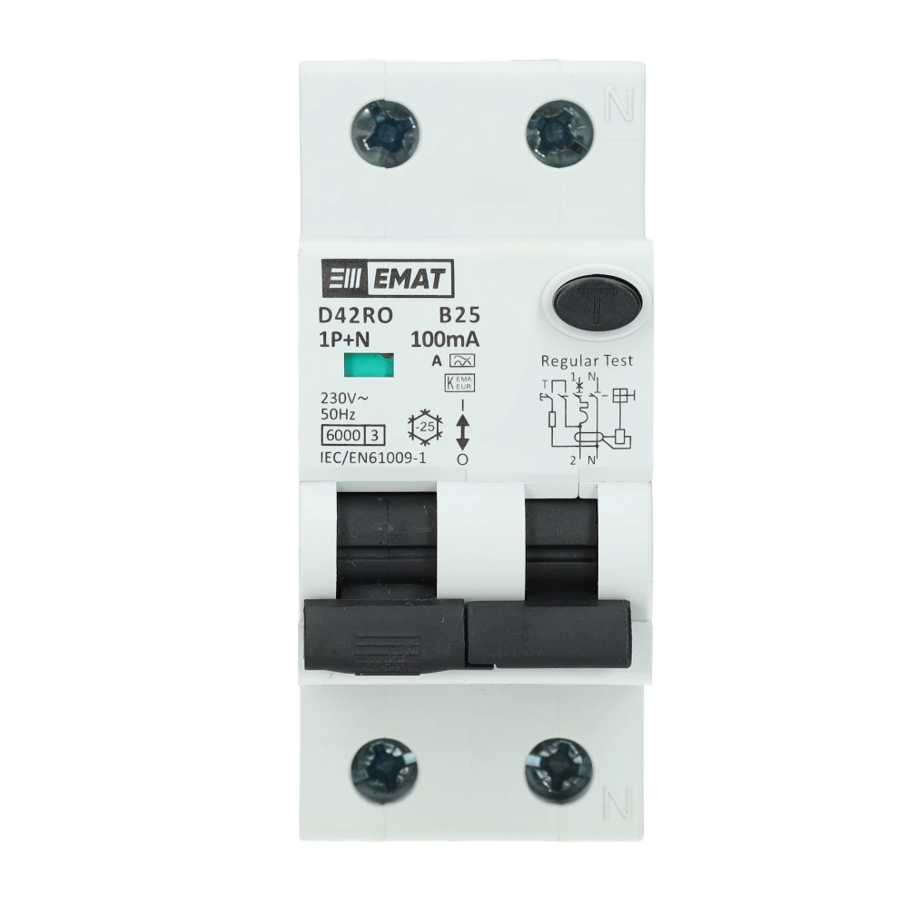 Miniatuur van EMAT aardlekautomaat B25 1P+N 100mA Type A (85006418)