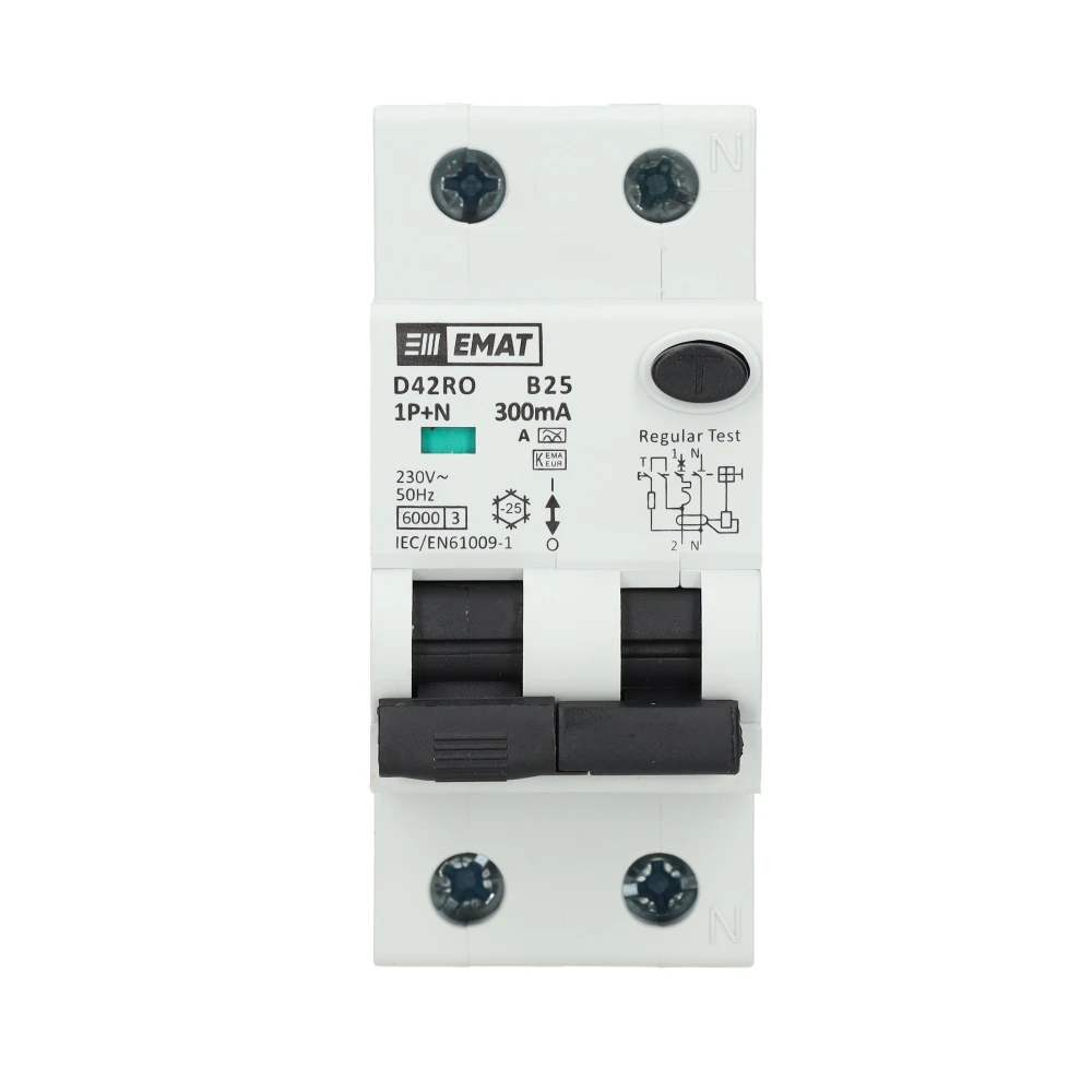 Miniatuur van EMAT aardlekautomaat B25 1P+N 300mA Type A (85006428)