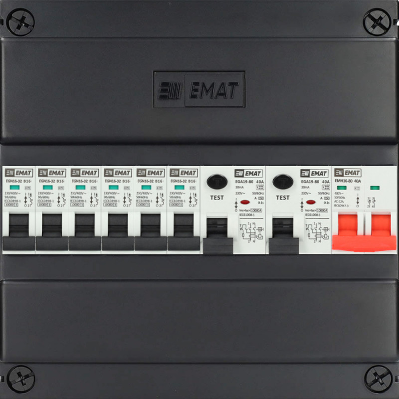 Miniatuur van 1F groepenkast EMAT 6 groepen - 1xHS 2P - 2xALS 2P - 225x220
