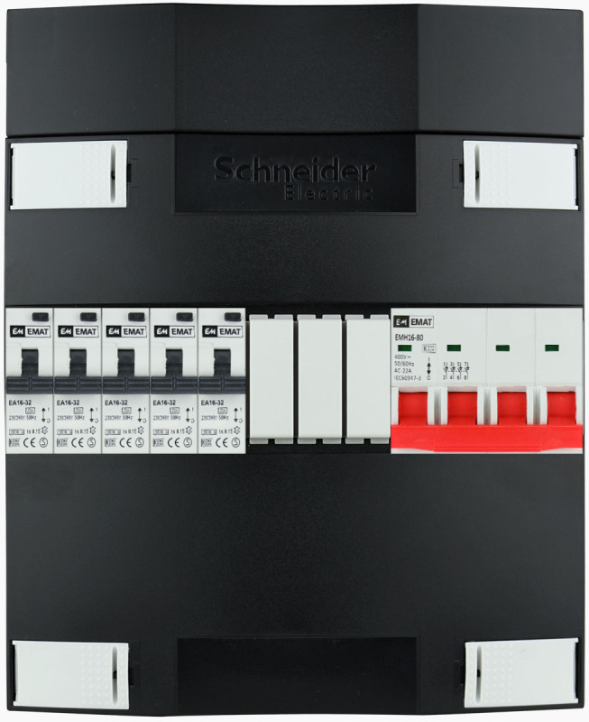 Miniatuur van EMAT Schneider groepenkast 5 aardlekautomaten 3 fase 220x270 (BxH) 