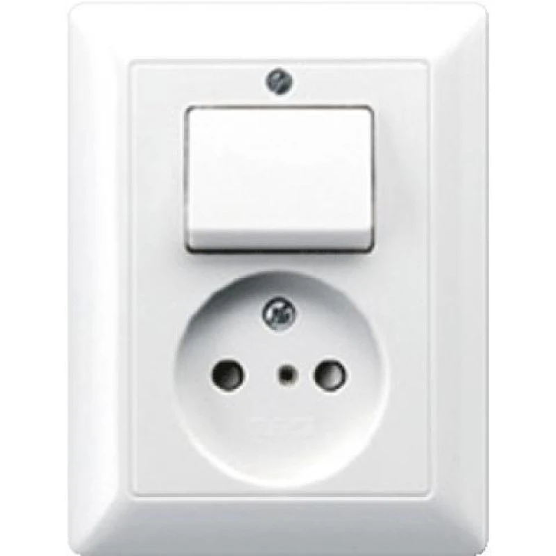 Miniatuur van JUNG combinatie schakelaar/wandcontactdoos zonder beschermingscontact  - as500 crème ( AS5546EU)