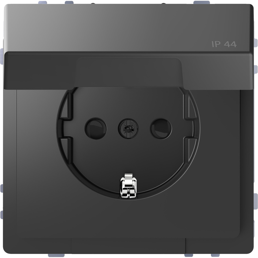 Miniatuur van Merten by Schneider Electric D Life wandcontactdoos met klapdeksel en kinderbeveiliging voor IP44 - antraciet (MTN2314-6034)
