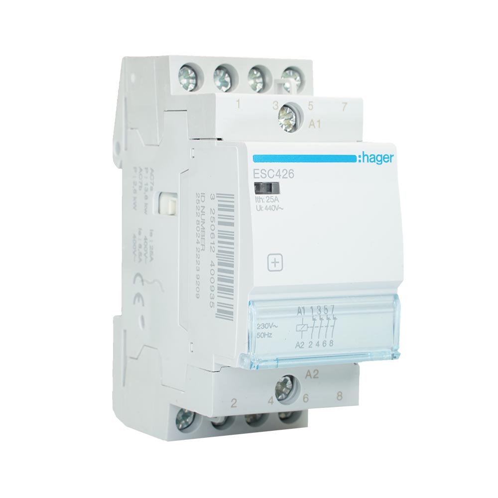 Miniatuur van Hager magneetschakelaar 230V 25A 4 verbreek (ESC426)