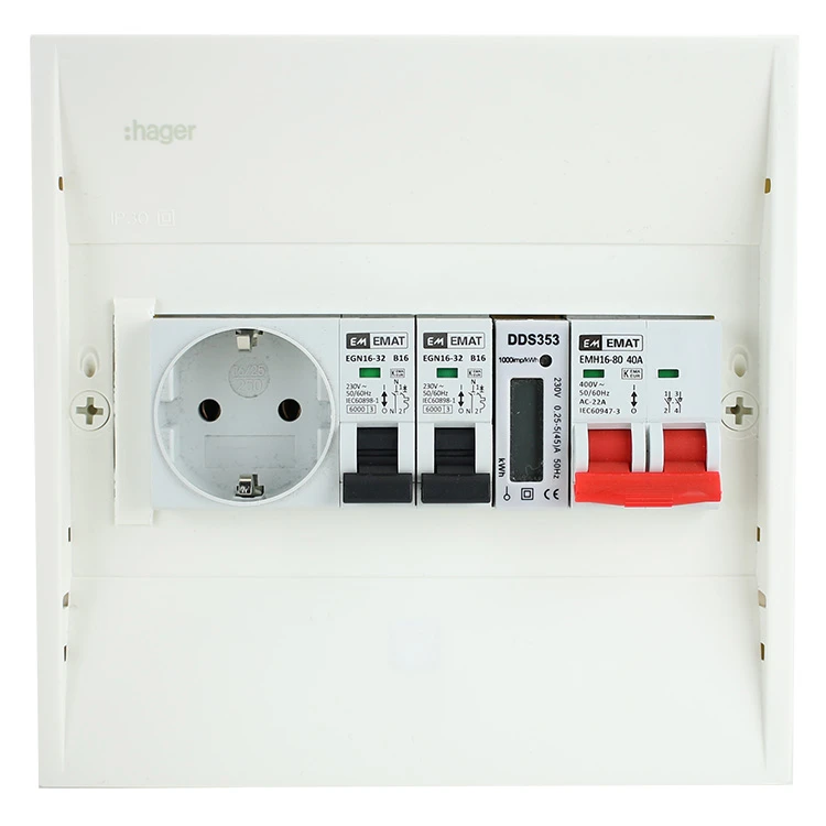 Miniatuur van EMAT PV-verdeler 2x B16 groep met WCD, hoofdschakelaar en kWh meter (PV0002)